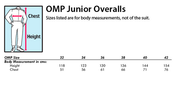 Omp Kart Suit Size Chart