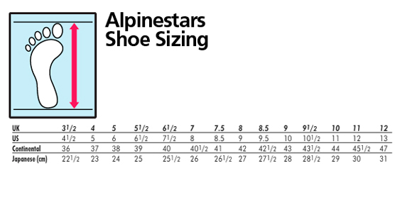 Alpinestars Boot Size Chart